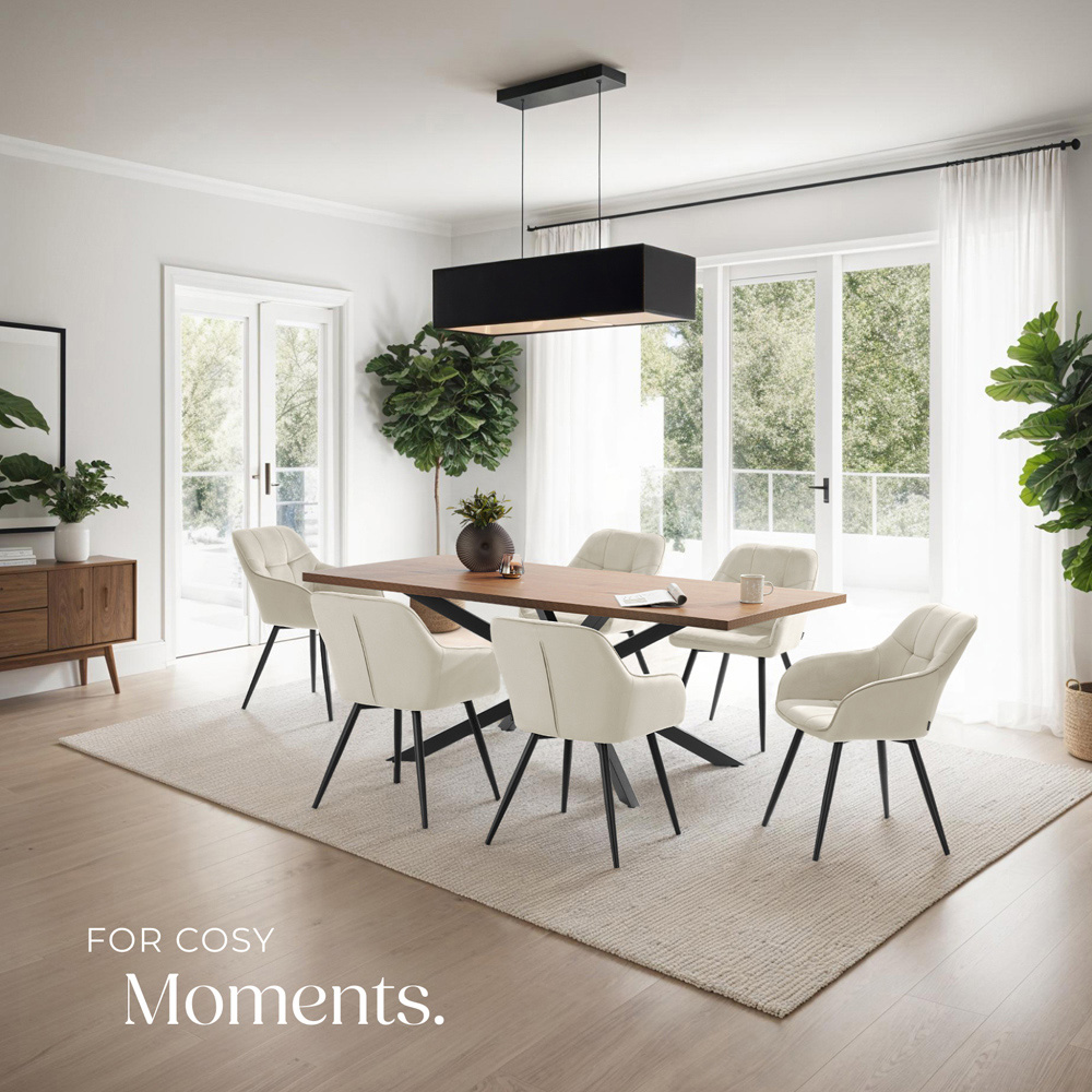 tectake Marilyn Cream and Black Quilted Velvet Dining Chair Image 8