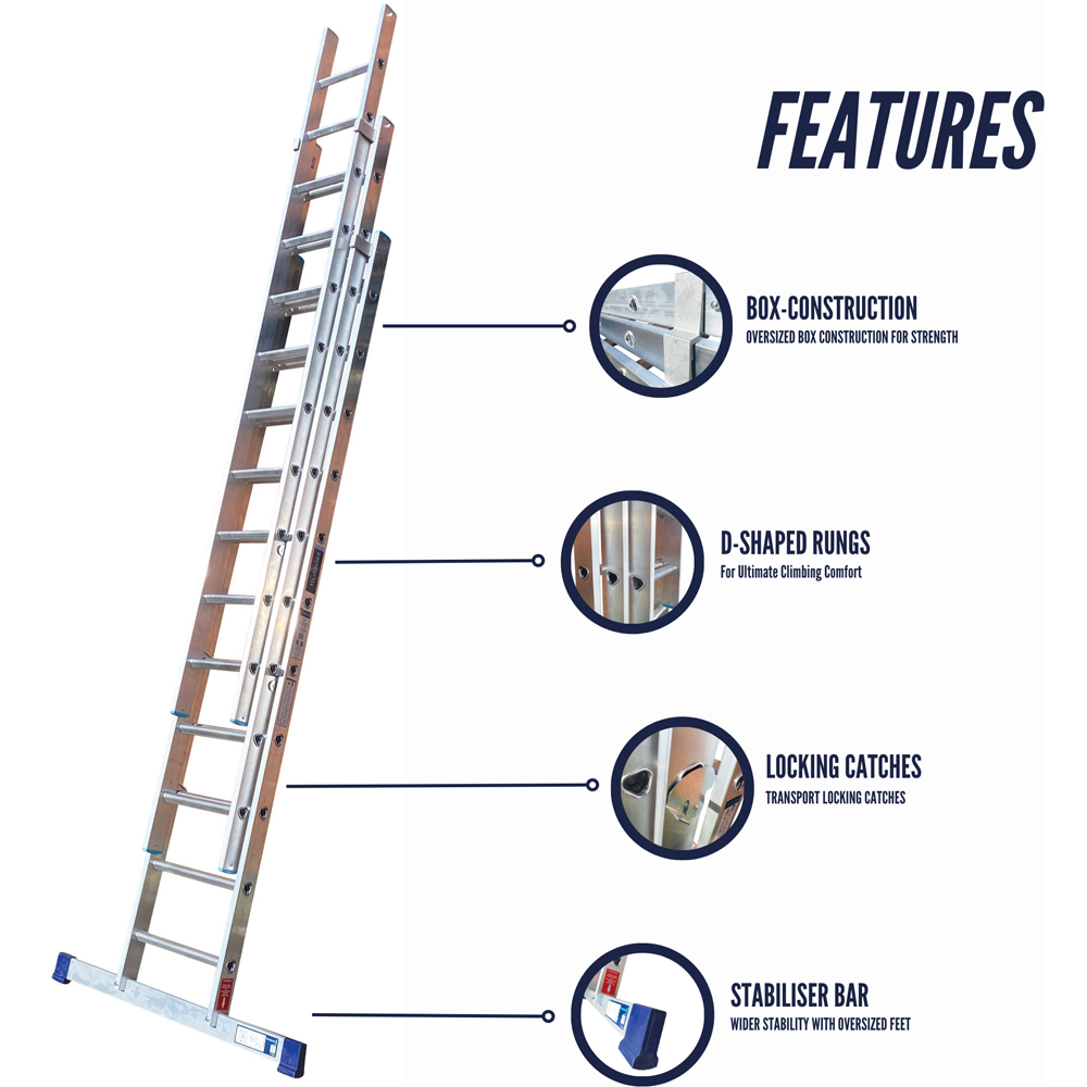 TB Davies 3.0m Trade Triple Extension Ladder Image 8