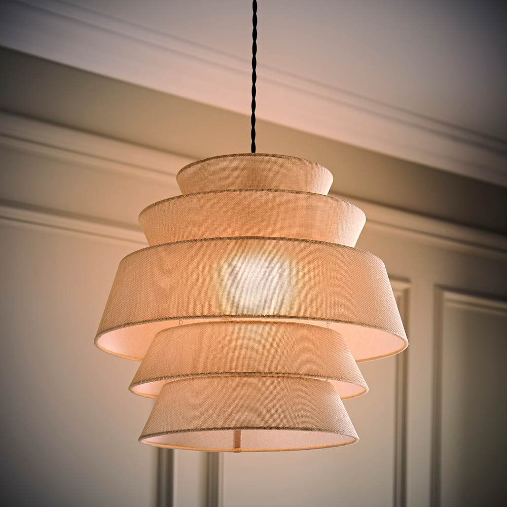 ValueLights Valerie 5 Tier Natural Linen Ceiling Lamp Shade Image 2