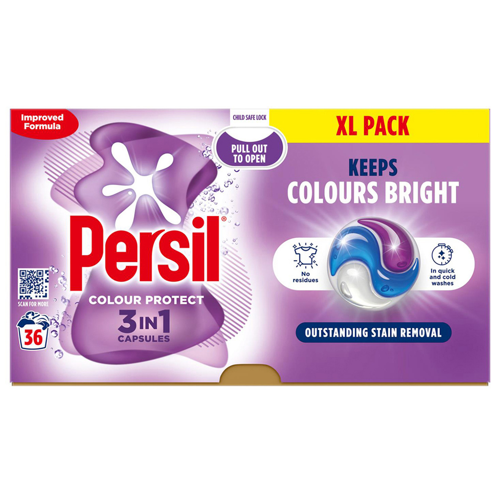 Persil Colour Protect 3 in 1 Washing Capsules XL 36 Washes 5 Pack Image 2