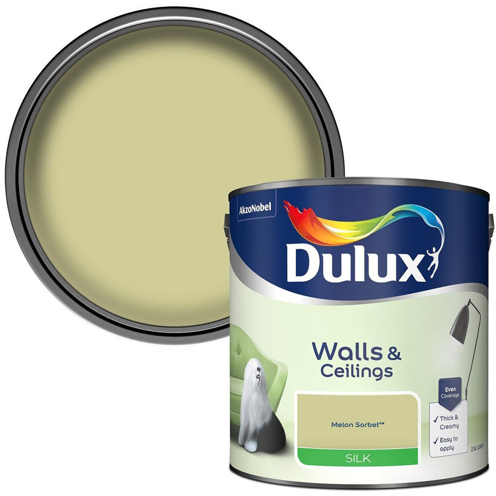 Dulux Walls & Ceilings Melon Sorbet Silk Emulsion Paint 2.5L Image 1