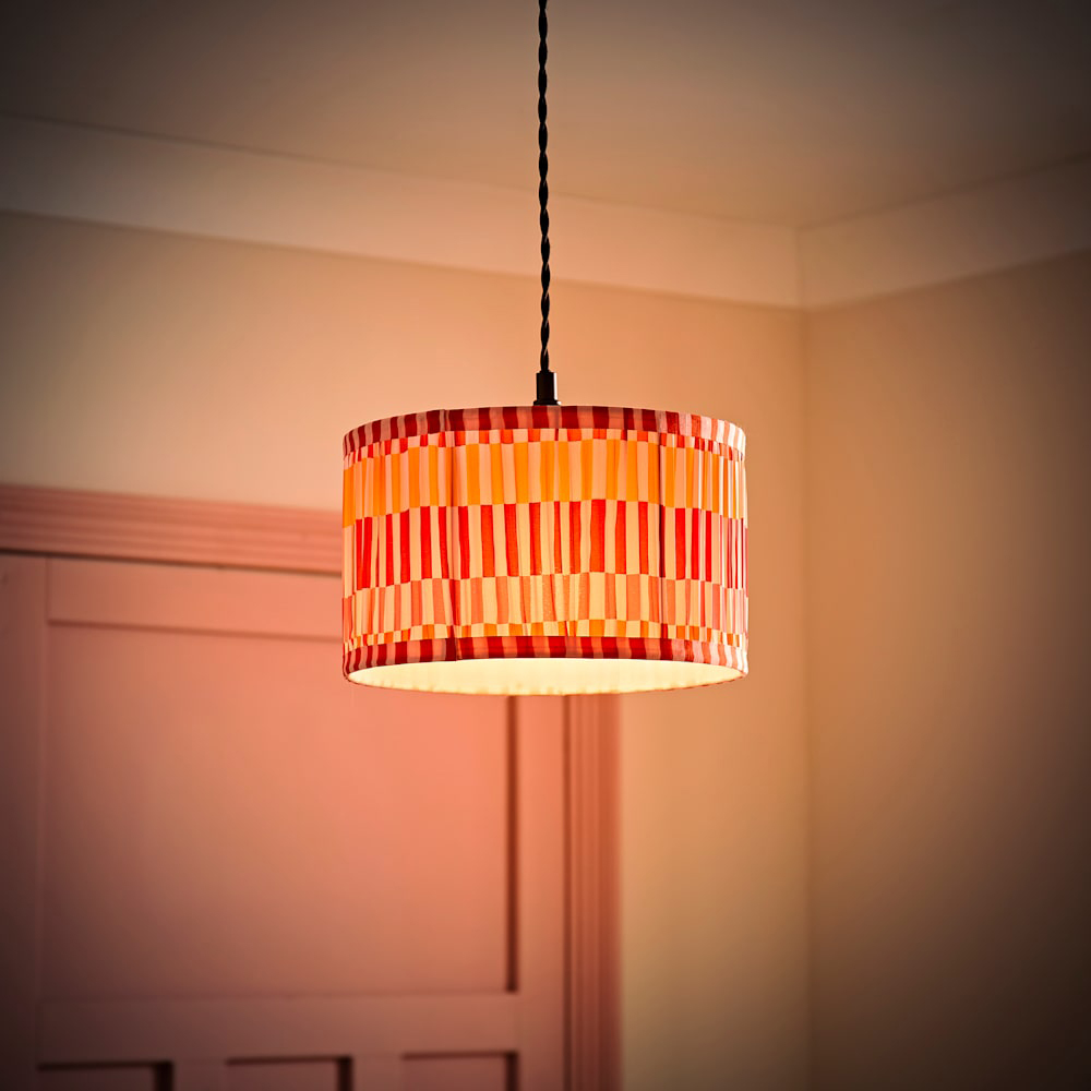 ValueLights Rae Multicolour Stripe Pleated Small Ceiling Drum Lamp Shade Image 2