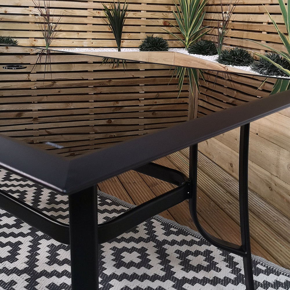 Samuel Alexander 6 Seater Garden Dining Table with Benches and Beige Havana Parasol and Base 2m Image 5