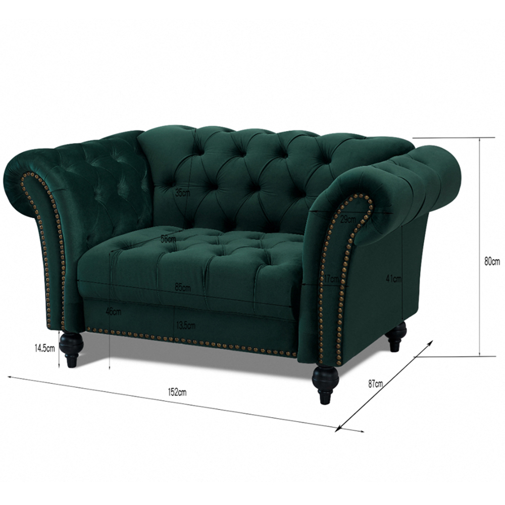 Home Detail Mayfair Green Velvet Curved Sofa Chair Image 8