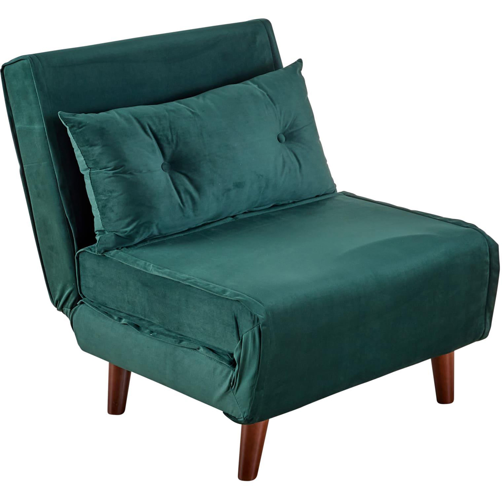 Home Source Morella Single Seater Green Velvet Folding Sofa Bed with Pillow Image 7