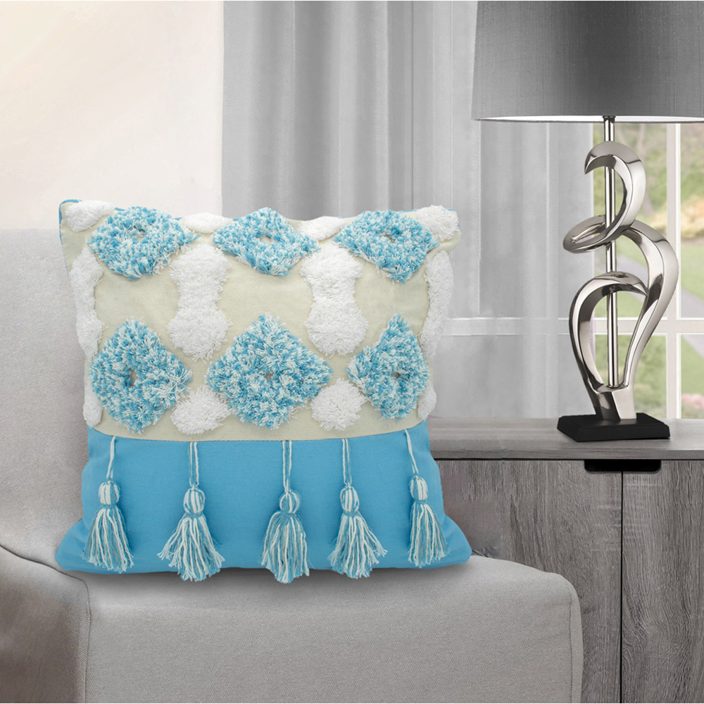 Intimates Alta Tufted Blue Filled Cushion 43 x 43cm 2 Pack Image 2
