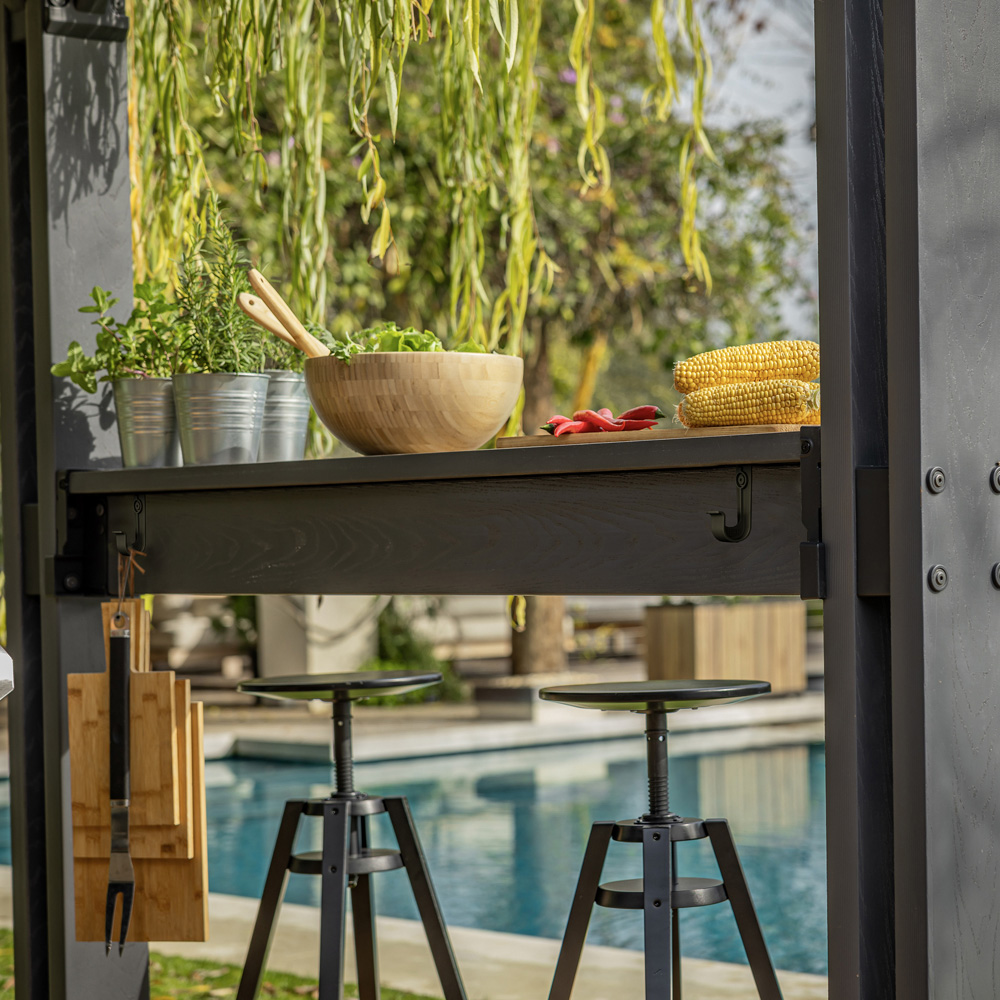 Keter Signature 2.5 x 2m Grey Ashwood Grill Gazebo | Homebase