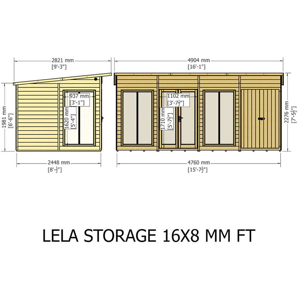 Shire Lela 16 x 8ft Double Door Summerhouse with Storage Image 9