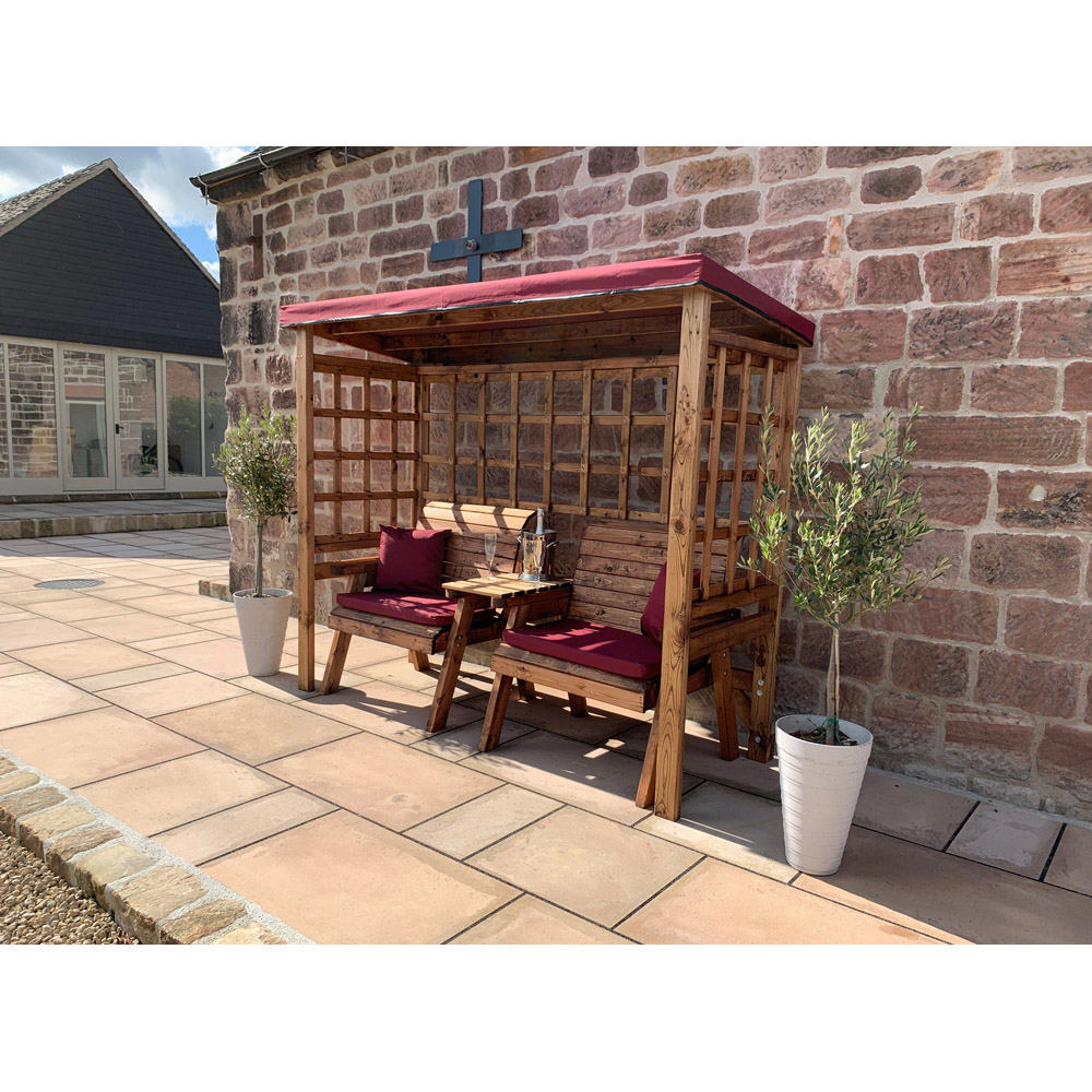 Charles Taylor Henley 2 Seater Arbour with Burgundy Roof Cover Image 5
