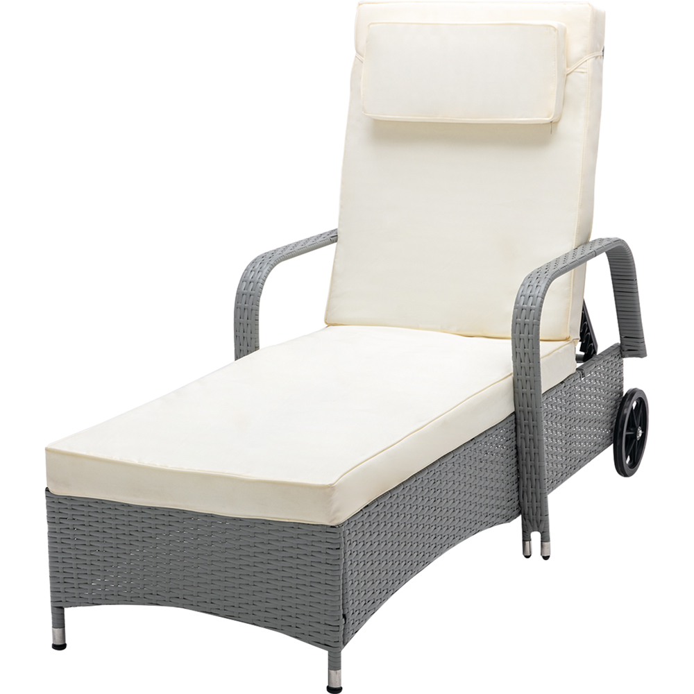Venice Set of 2 Grey Sun Loungers with Table Image 4