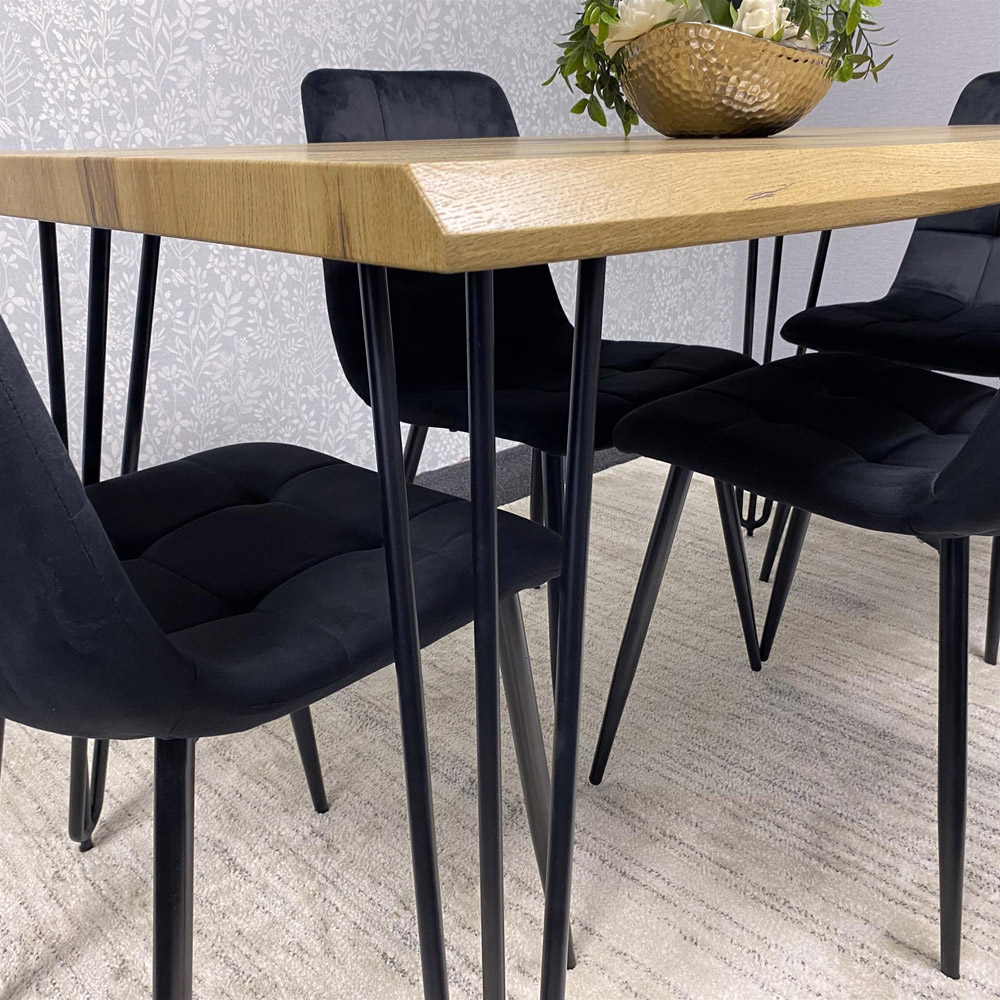 Kosy Koala 4 Seater Wood and Velvet Dining Set Black Image 3