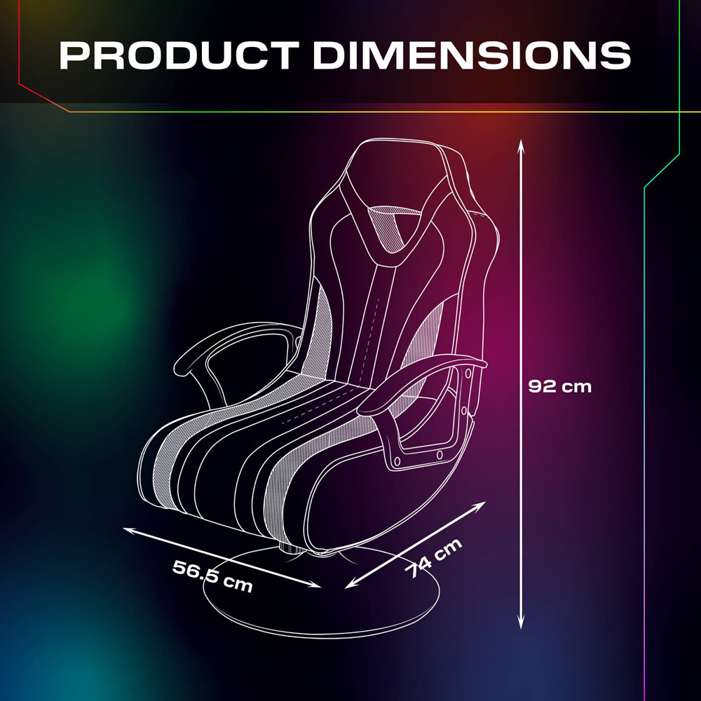 X Rocker Fury Black and White RGB LED Stereo Audio Pedestal Gaming Chair with Neo Motion App Control Image 8