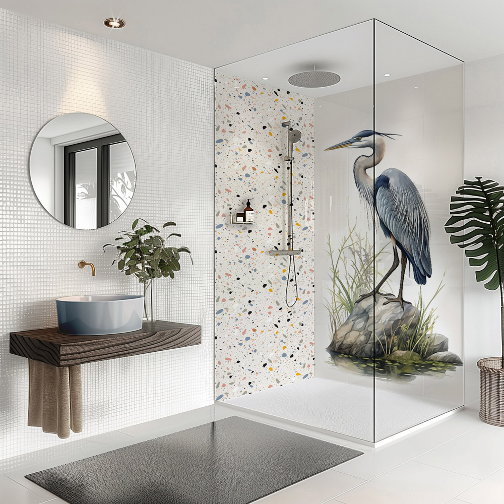 Splashbax Premium Artisan Blue Crane Birds Di Bond Shower Panel 2400 x 1220mm Image 3
