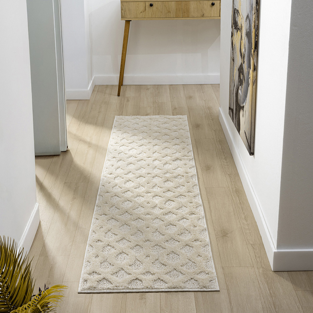 Desire Rugs Isabella Cream Embossed Imperial Trellis Rug 80 x 150cm Image 7