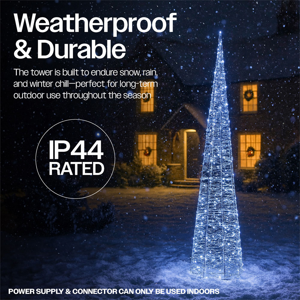 Xmas Haus Silver 350 White Micro LED Cone Shaped Light Tower 3ft Image 3