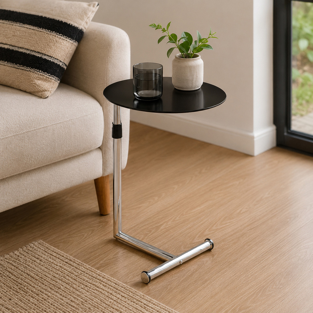 Premier Housewares Black Tempered Glass Side Table Image 2