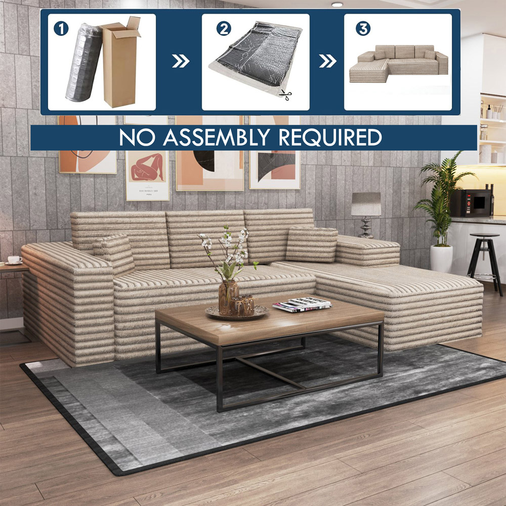 M N Furniture Smart 3 Seater Camel Right Hand L-Shape Corner Sofa Image 6
