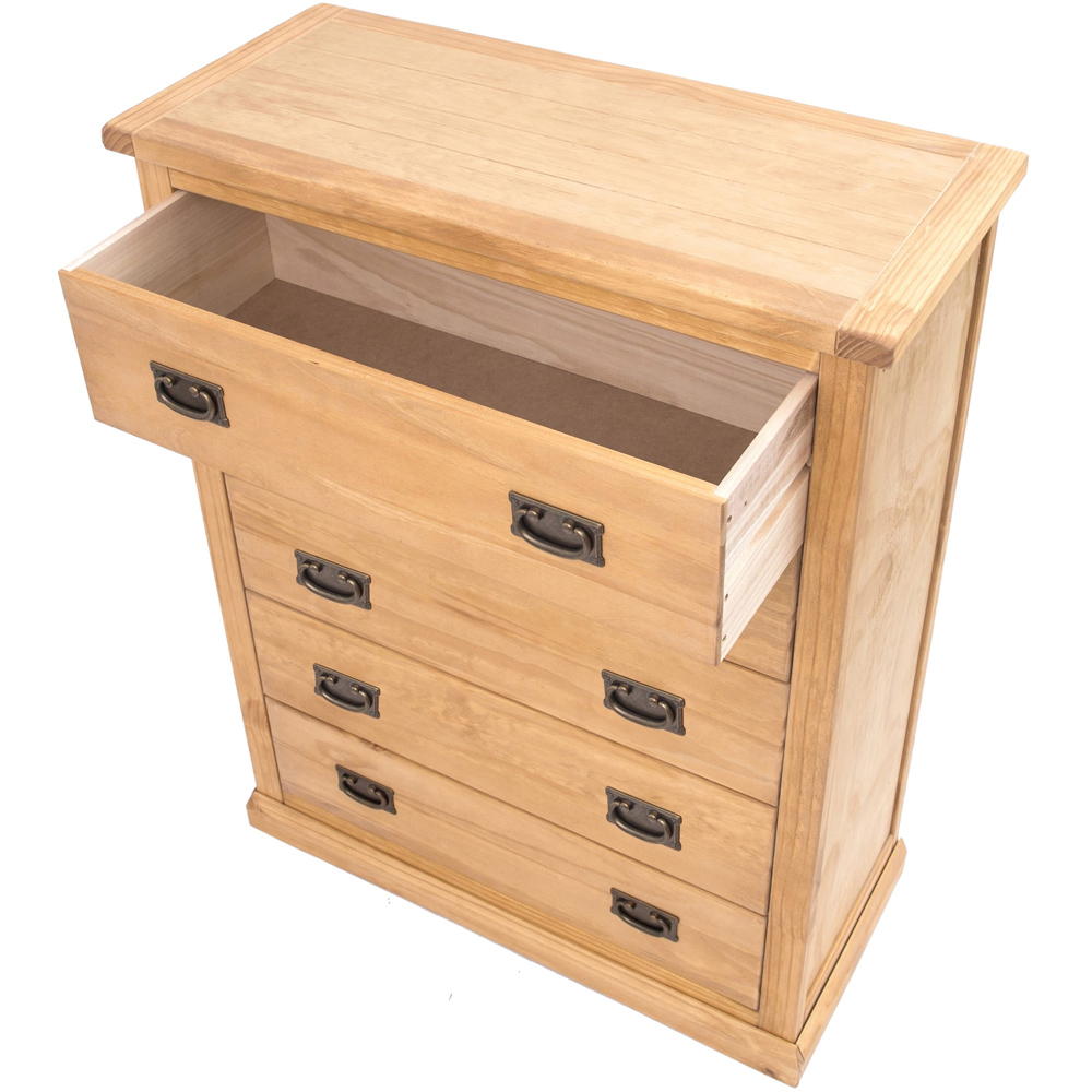 Cabinet Bits Lucca 5 Drawer Brown Brass Drop Handle Chest of Drawers Image 5