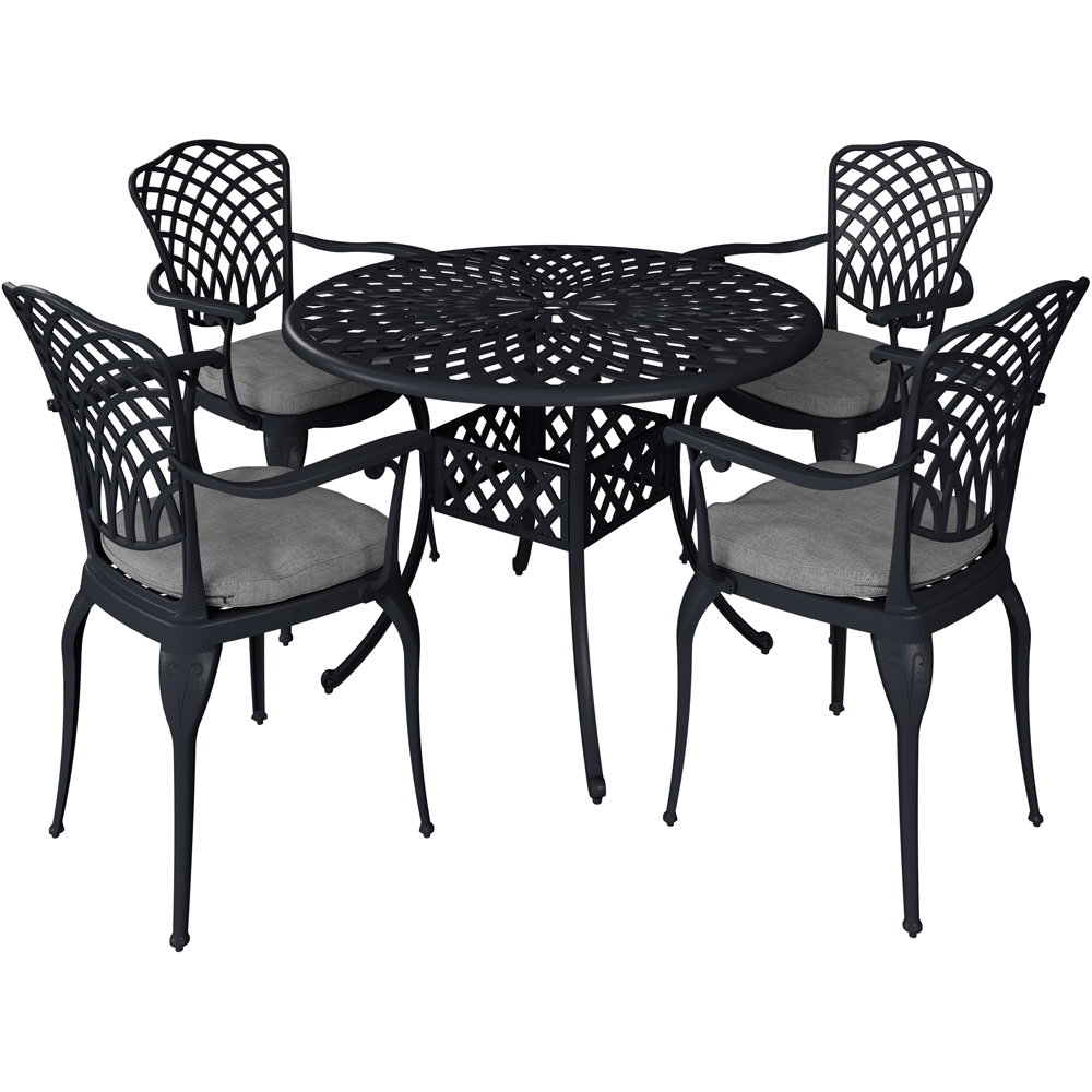 Charles Bentley Cast Aluminium 4 Seater Dining Set Black Image 2