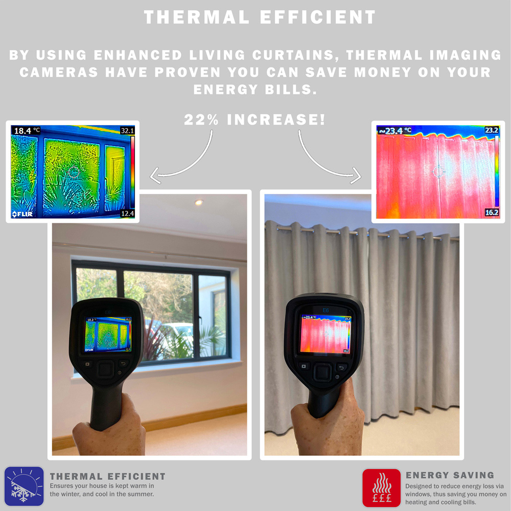 Enhanced Living Tokyo Grey Velvet Embossed Thermal Darkening Eyelet Curtains 229 x 229cm Image 7