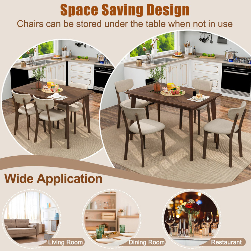 Costway 4 Seater Dining Table Set Brown Image 6
