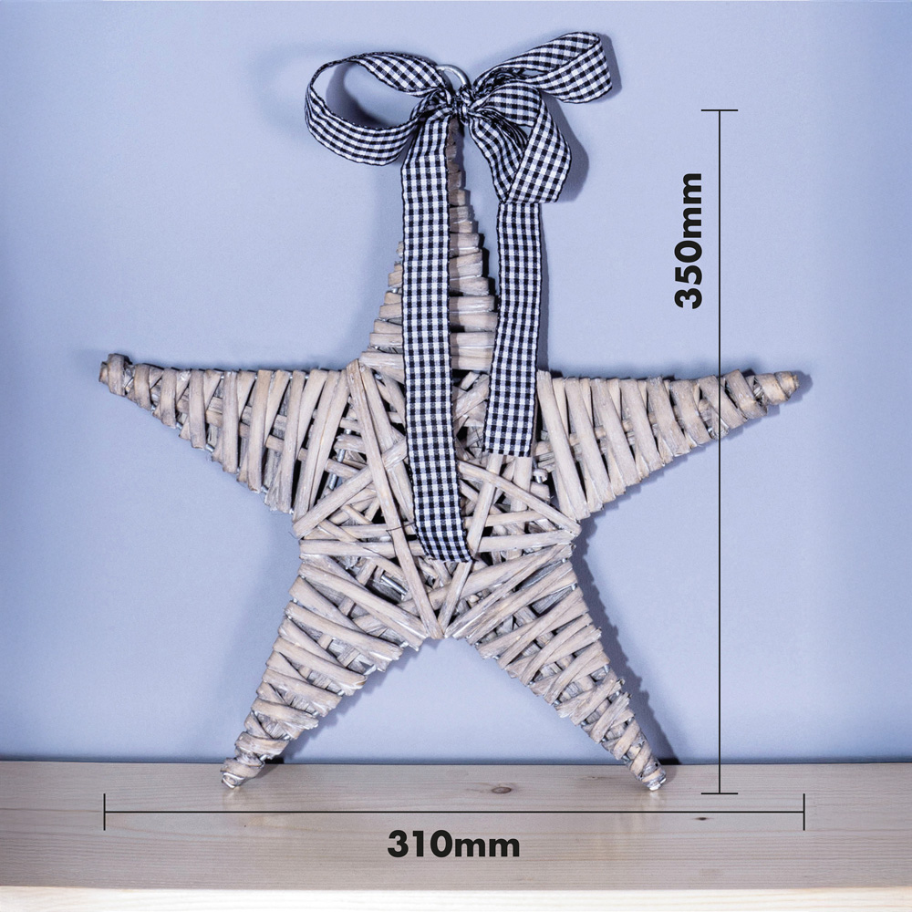 St Helens Light Grey Wicker Woven Willow Star Christmas Decoration Image 6