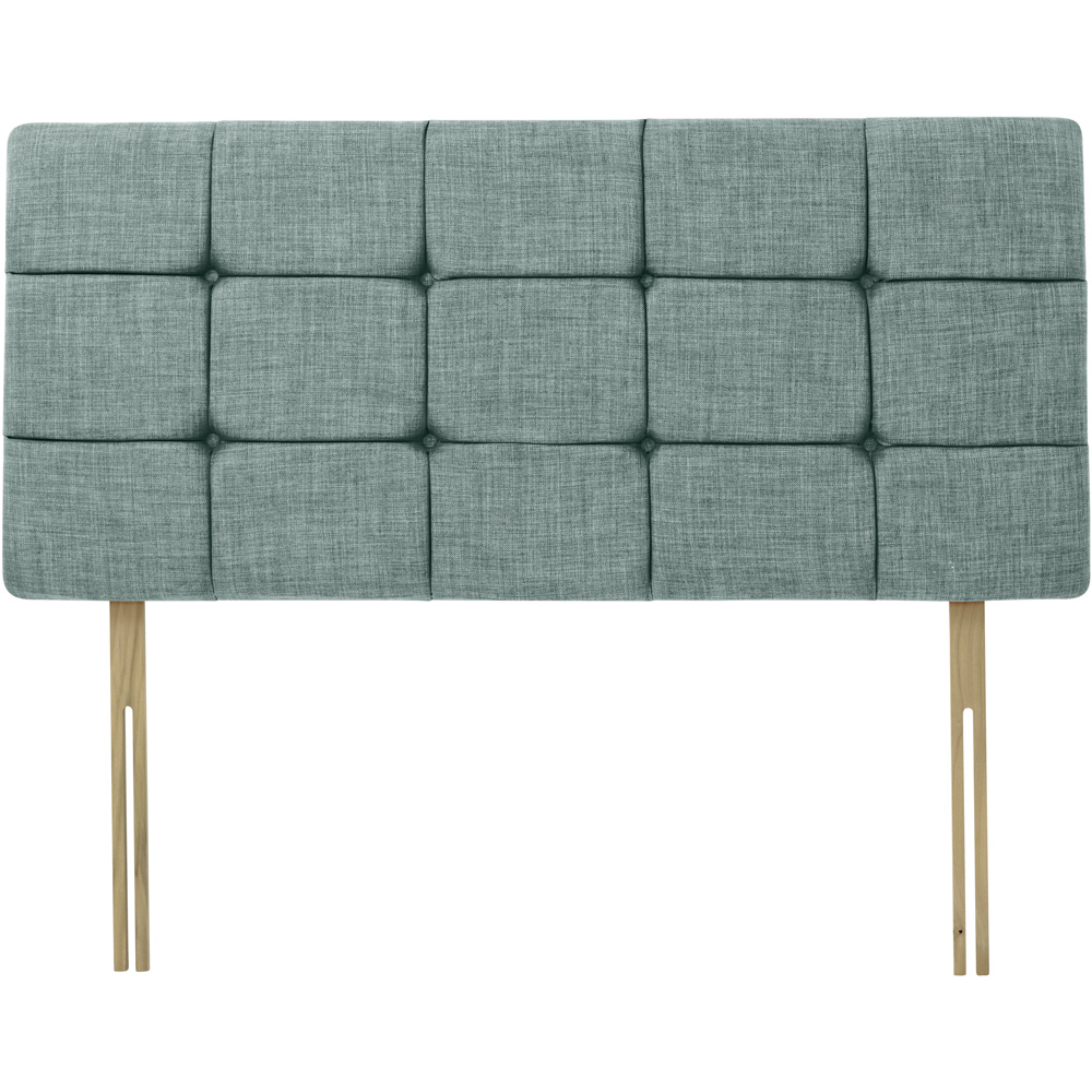Bedmaster Single Duck Egg Linen Pearl Squared Headboard Image 2