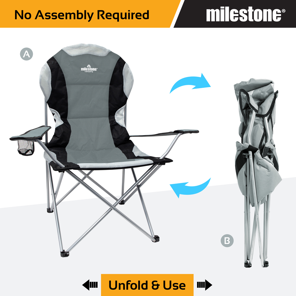Milestone Camping Deluxe Folding Leisure Chair with Cup Holder Image 4