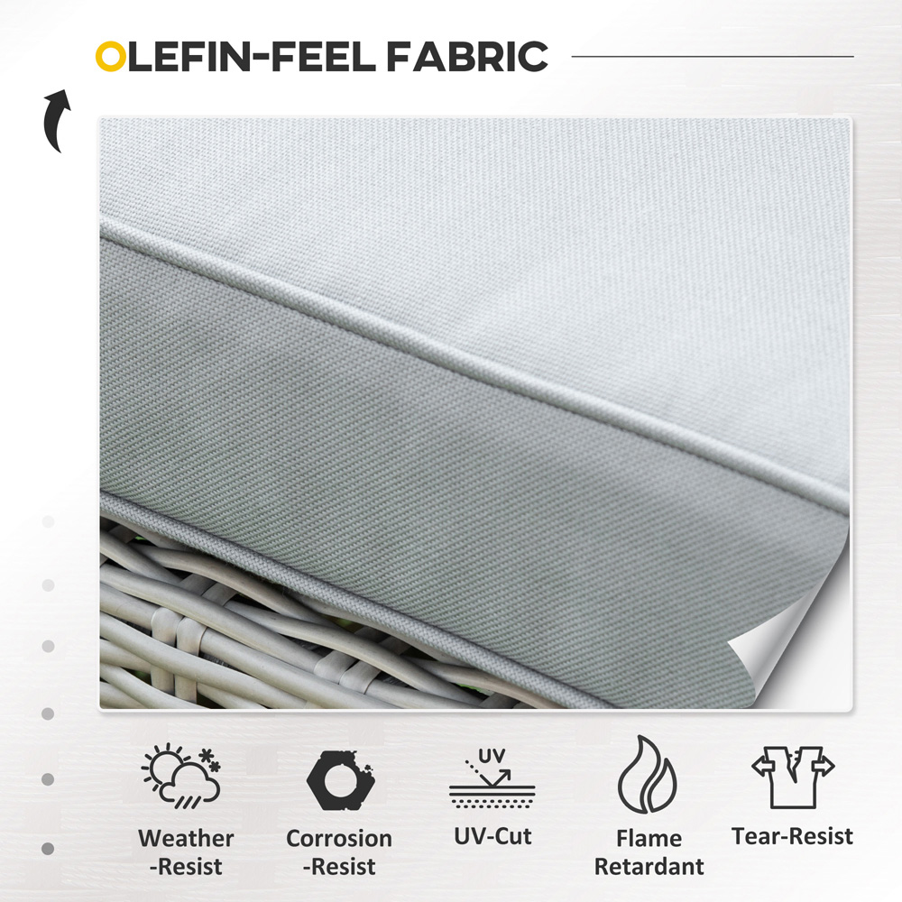 Outsunny 2 Seater Grey PE Rattan Sun Lounger Set Image 6