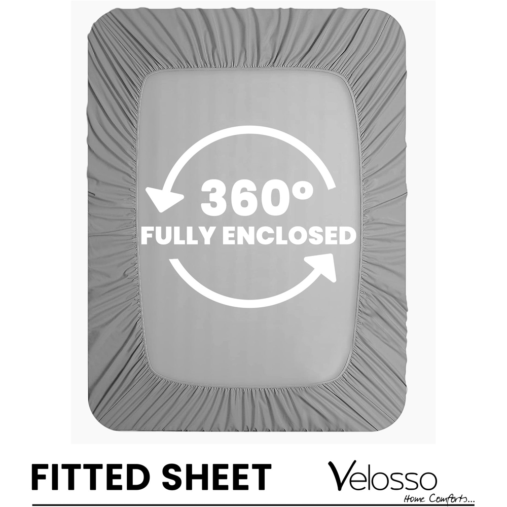 Velosso Microfibre Double Grey Fitted Sheet Image 4