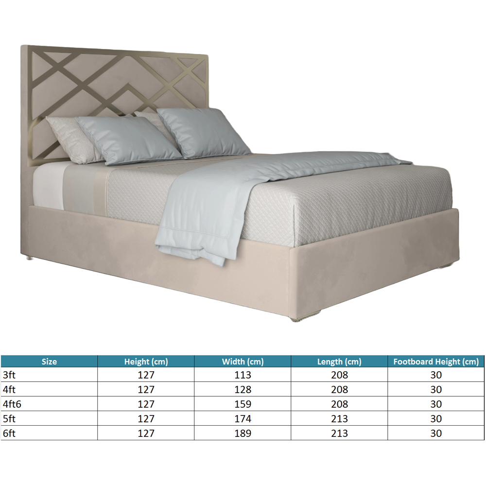 Mayfair Silver Small Double Velvet Upholstered Metal Bed Frame with Panelled Headboard Image 7