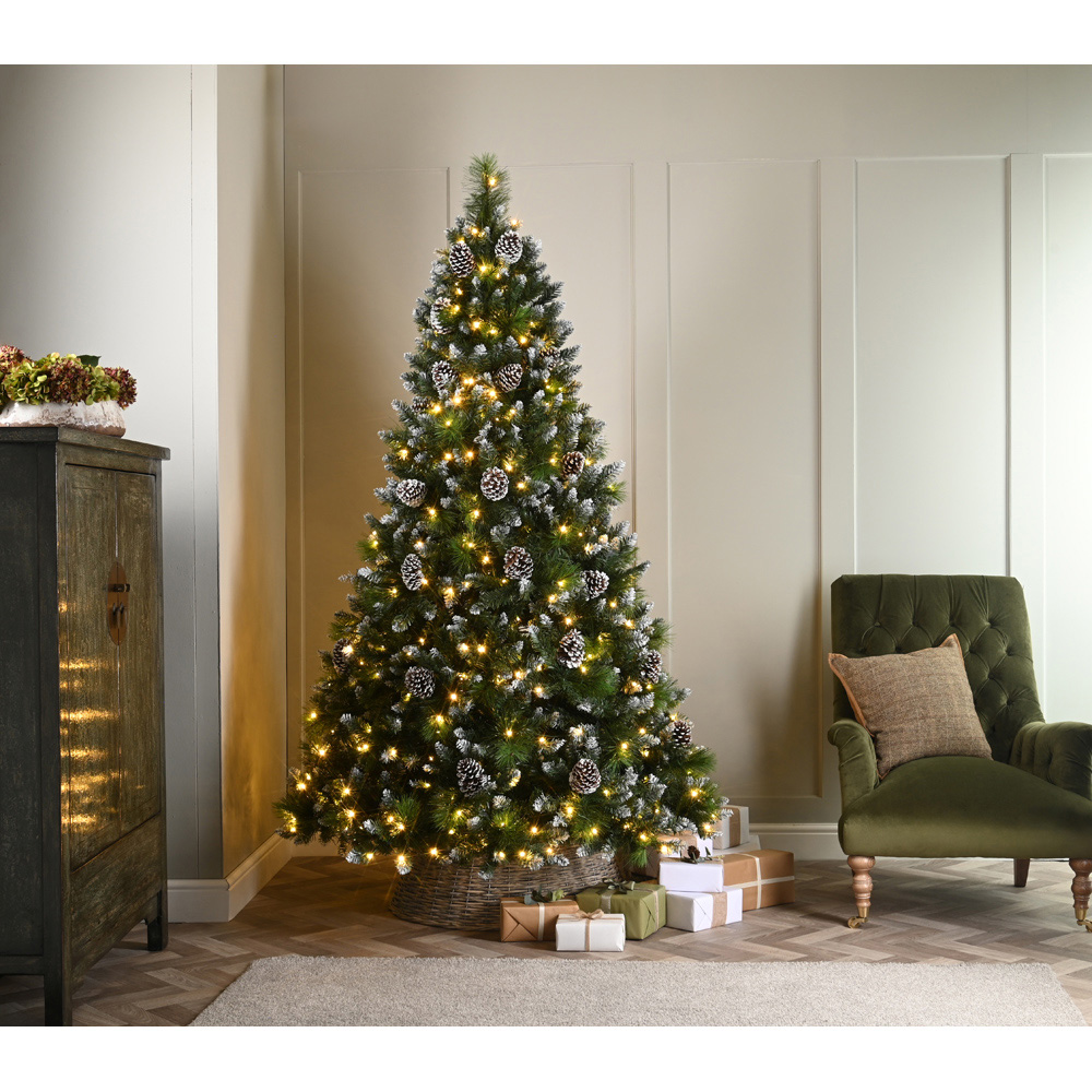 Festive Warm White Pre-Lit Grand River Pine Snow Flocked Artificial Christmas Tree with Stand 7.9ft Image 3