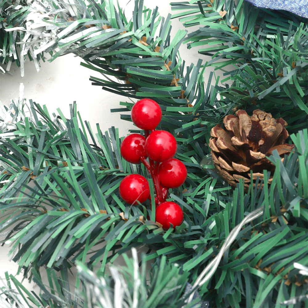 Living and Home Christmas Garland with Blue Flower and Berries 270cm Image 7