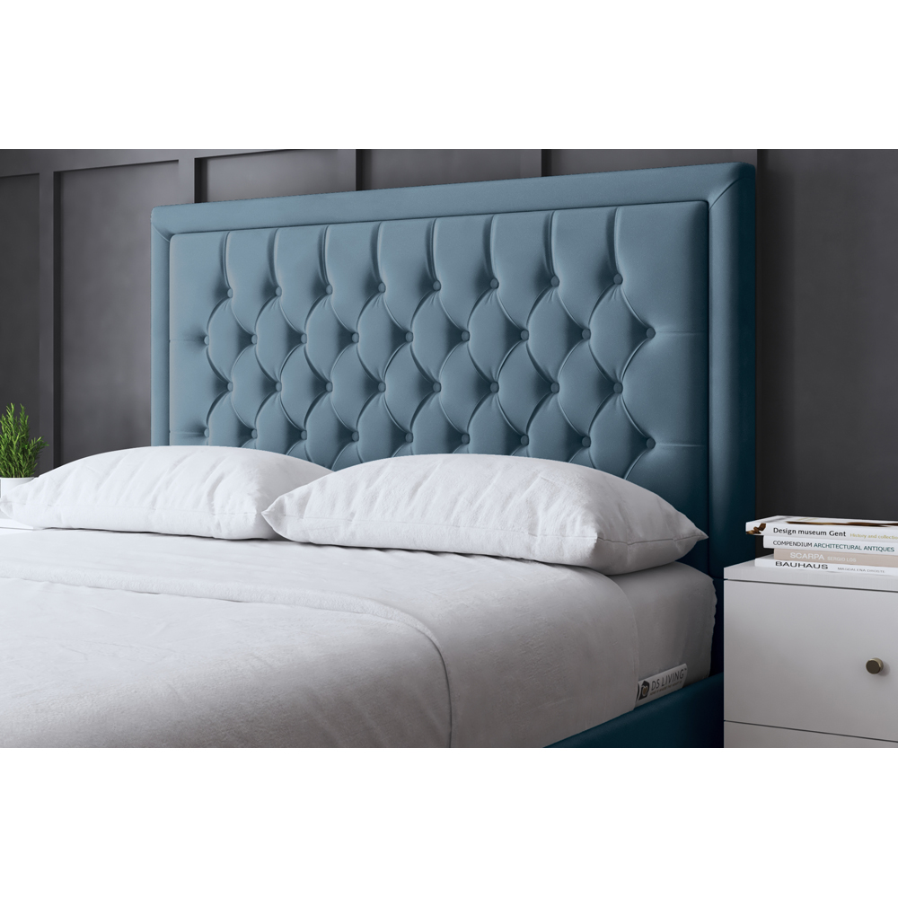 DS Living Allegra Super King Blue Upholstered Ottoman Bed with Headboard Image 3