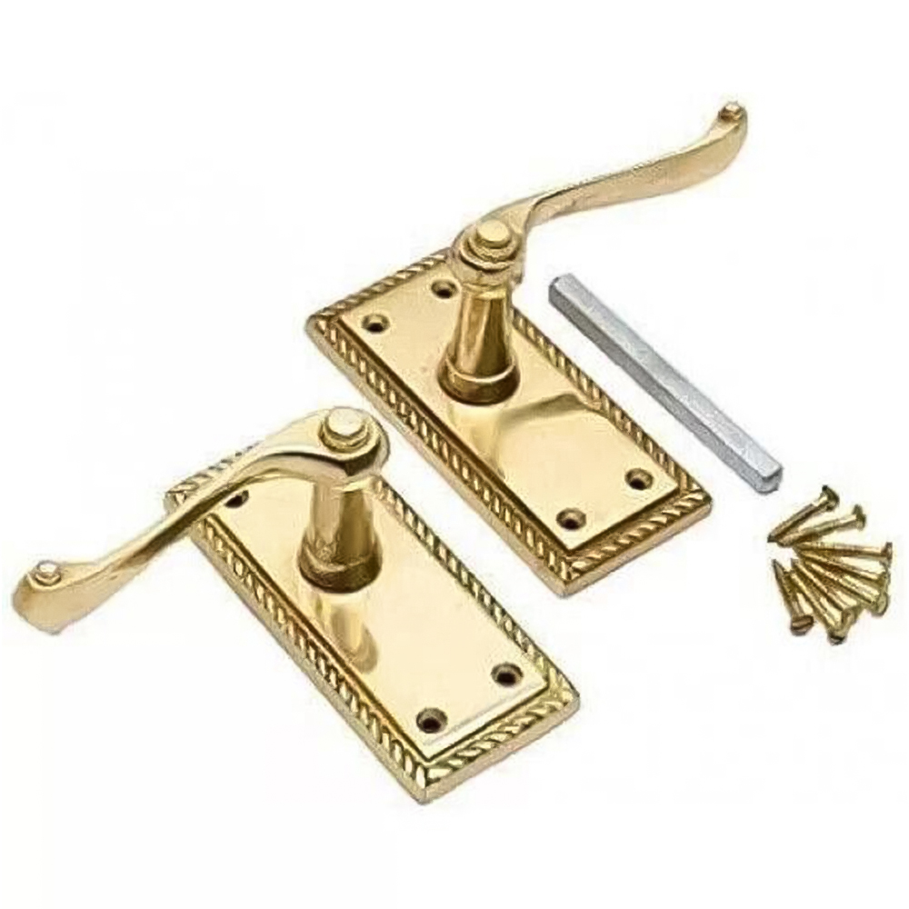 Golden Grace Georgian Polished Brass Lever Latch Door Handles Set 107 x 48mm 5 Pack Image 2