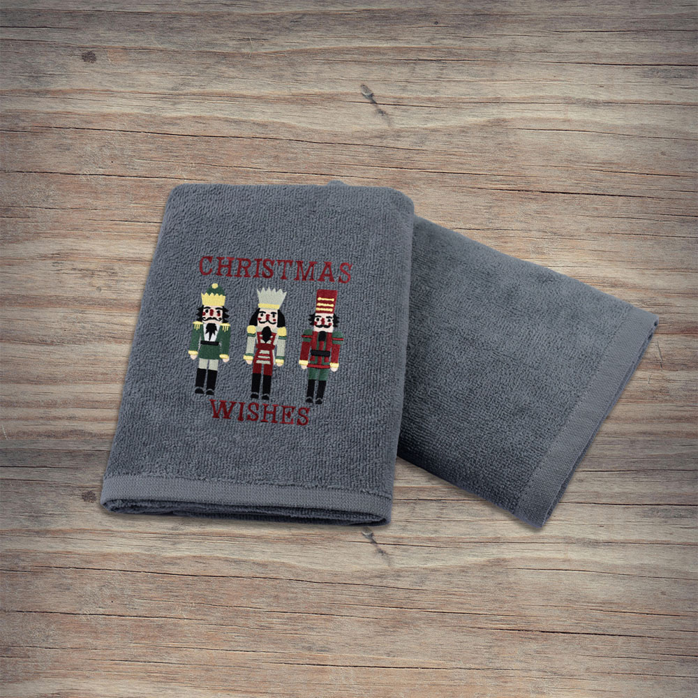 Noel Square Nutcracker Grey Hand Towel 2 Pack Image 5
