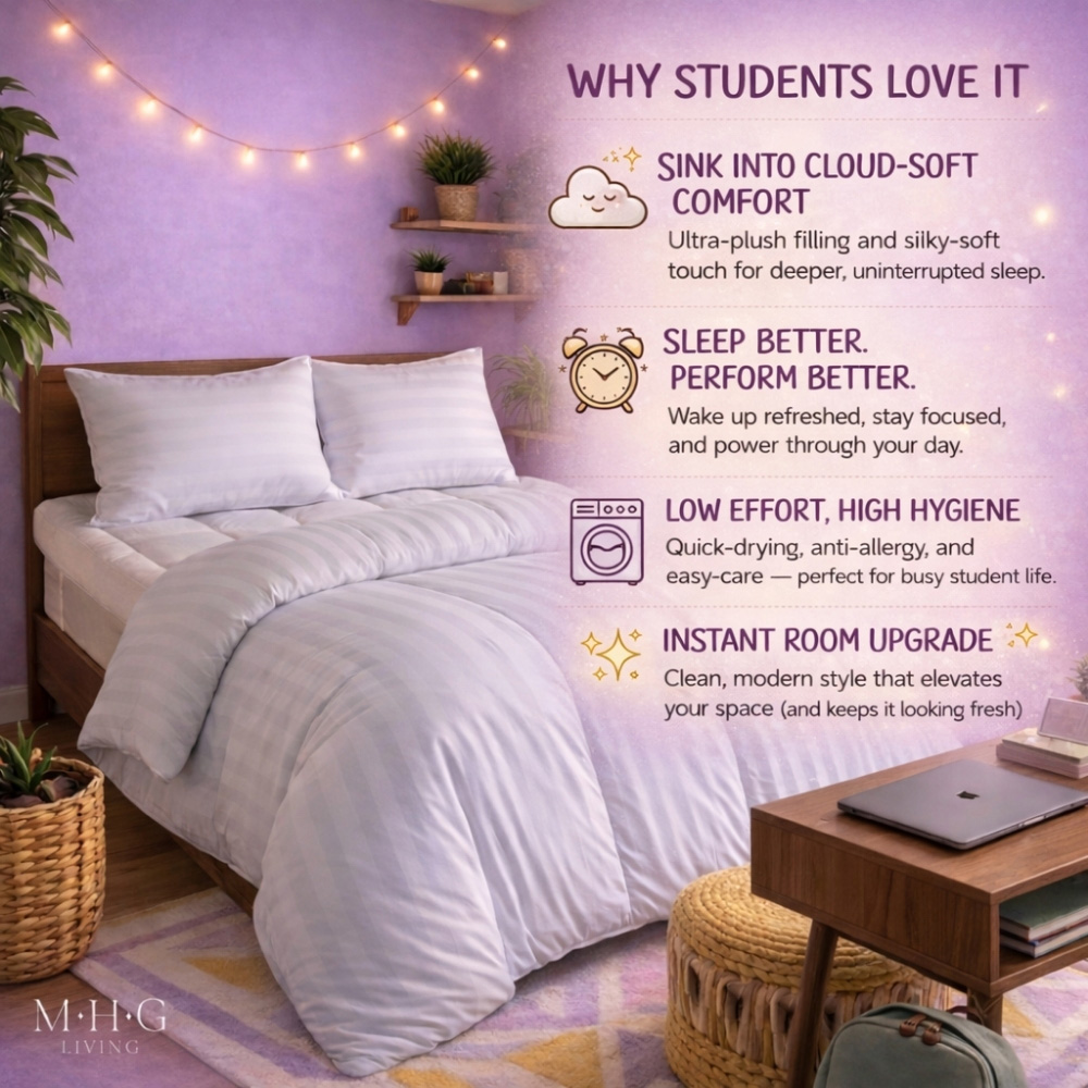 MHG Living King Size White All Season Student Bedding Bundle 10.5 Tog Image 8