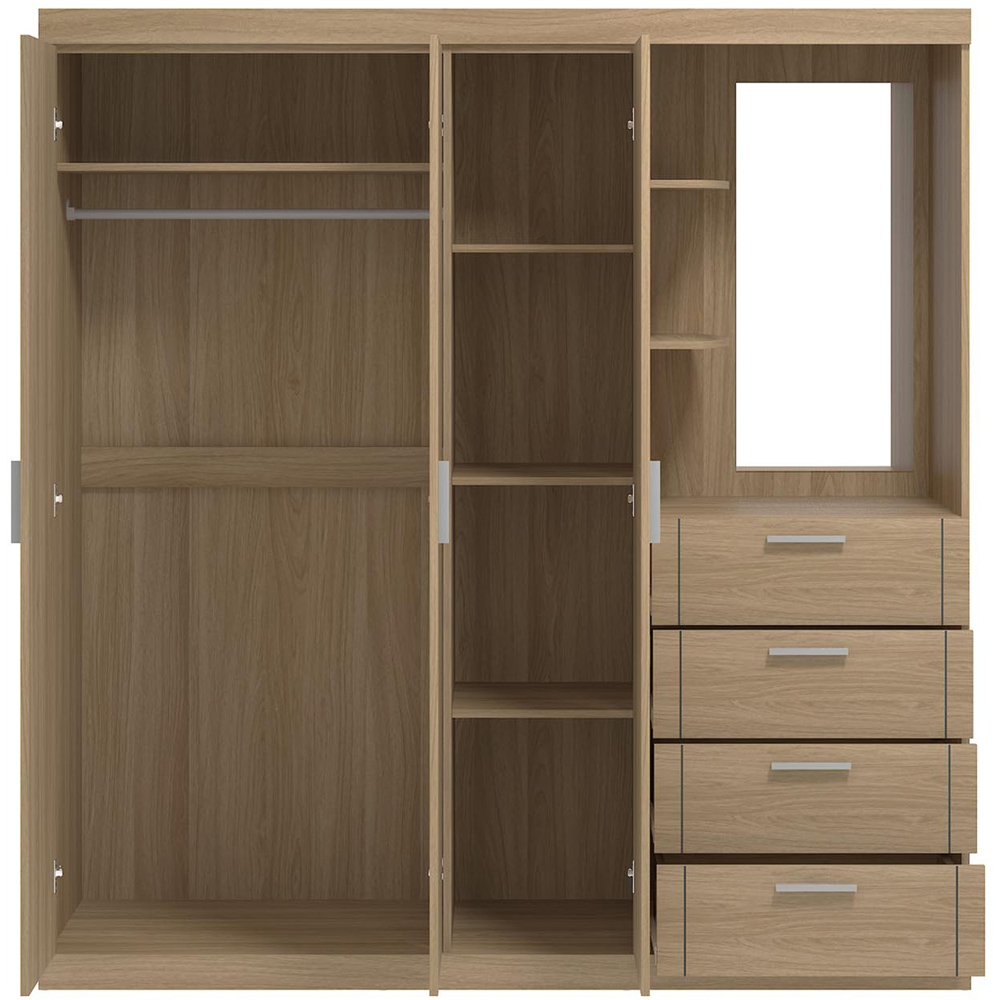 Compton 3 Door Euro Oak Combination Wardrobe Image 3