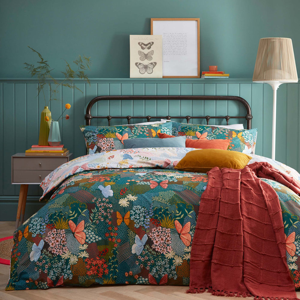 furn. Forage King Size Teal Duvet Set Image 1