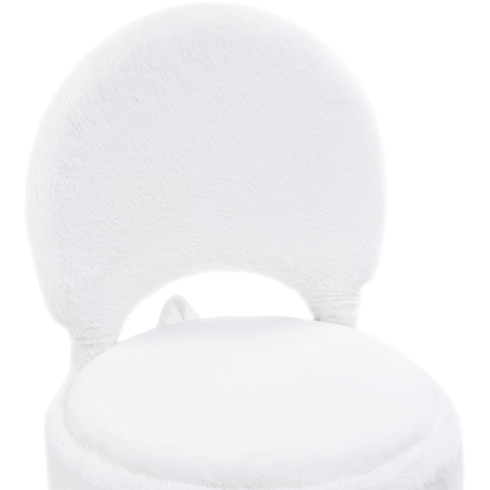 Living and Home White Faux Rabbit Fur Round Back Foldable Vanity Chair with Storage Image 6