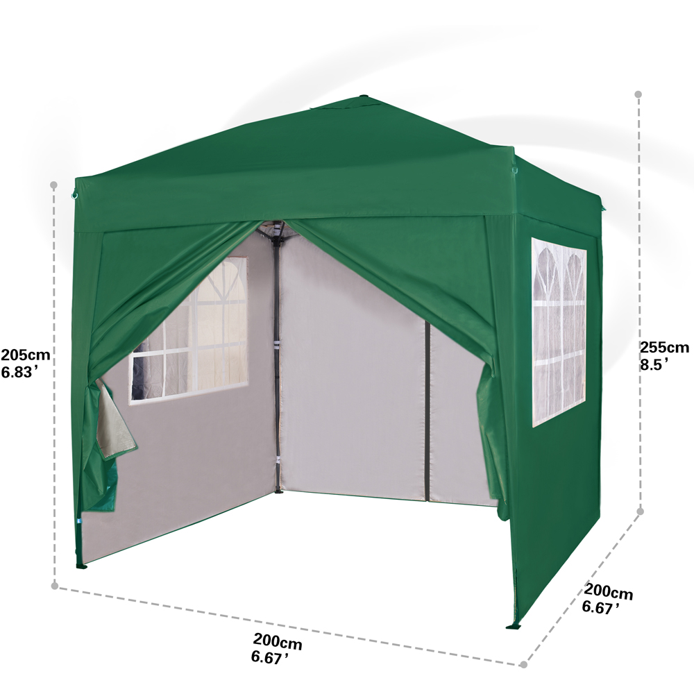 Green Pop Up Outdoor Canopy Tent with Removable Sidewalls 2 x 2m Image 8