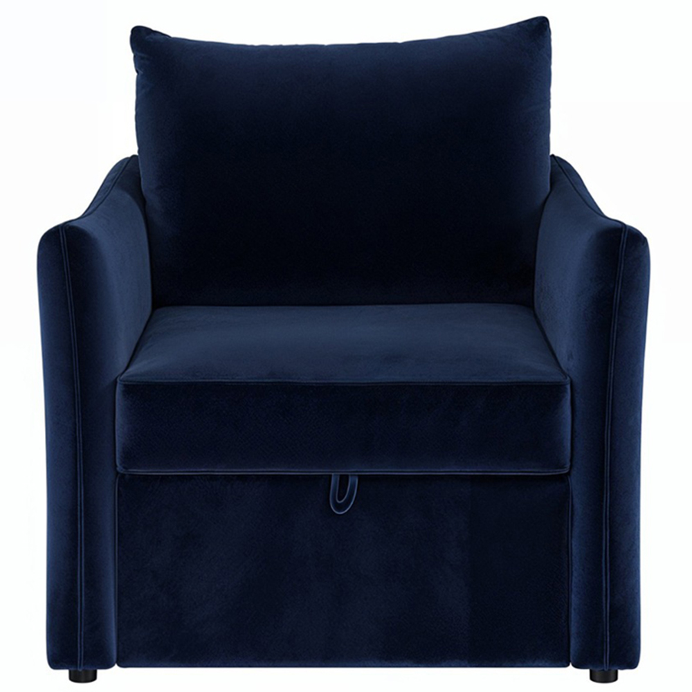 Solace+Co Skyler Navy Velvet Armchair Bed Image 3
