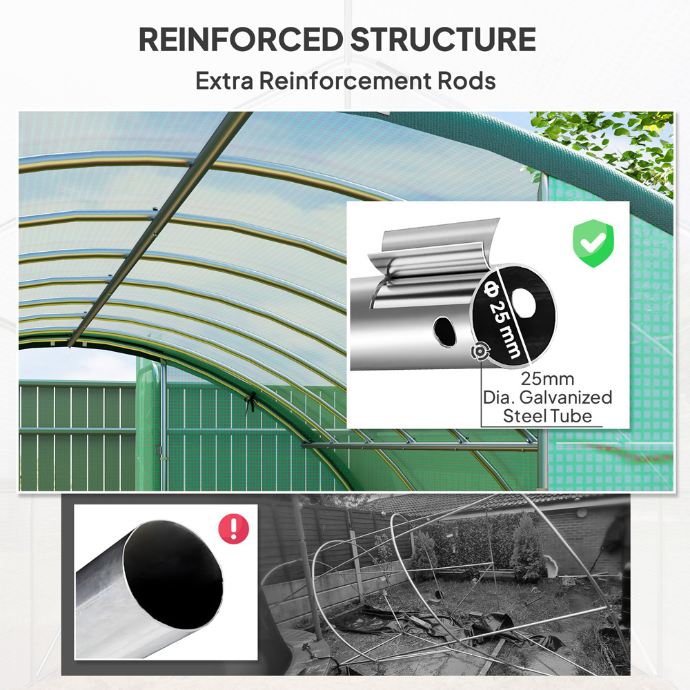 Outsunny 9.8 x 13ft Green Tunnel Greenhouse with Hinged Door Image 5