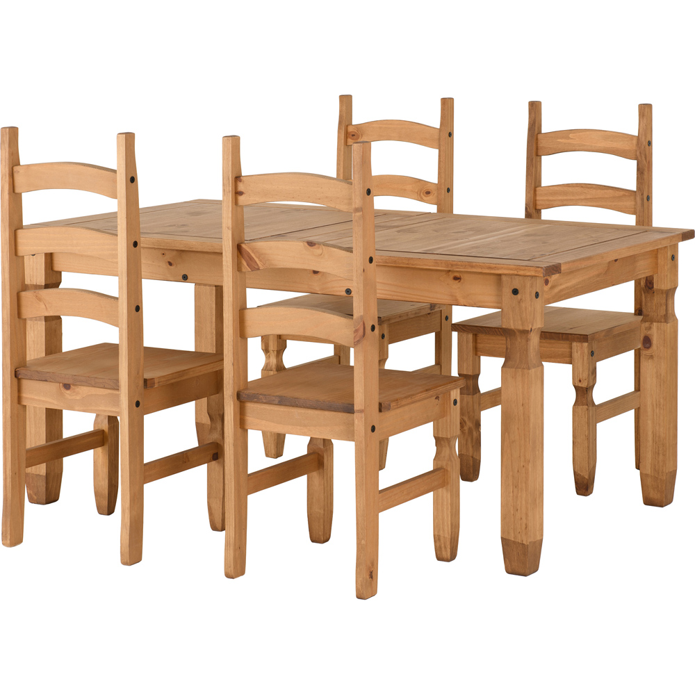 Seconique Corona 4 Seater Extending Dining Set Distressed Waxed Pine Image 2