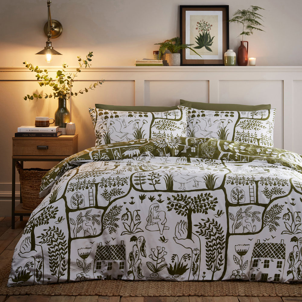 furn. Frida King Size Moss Duvet Set Image 1