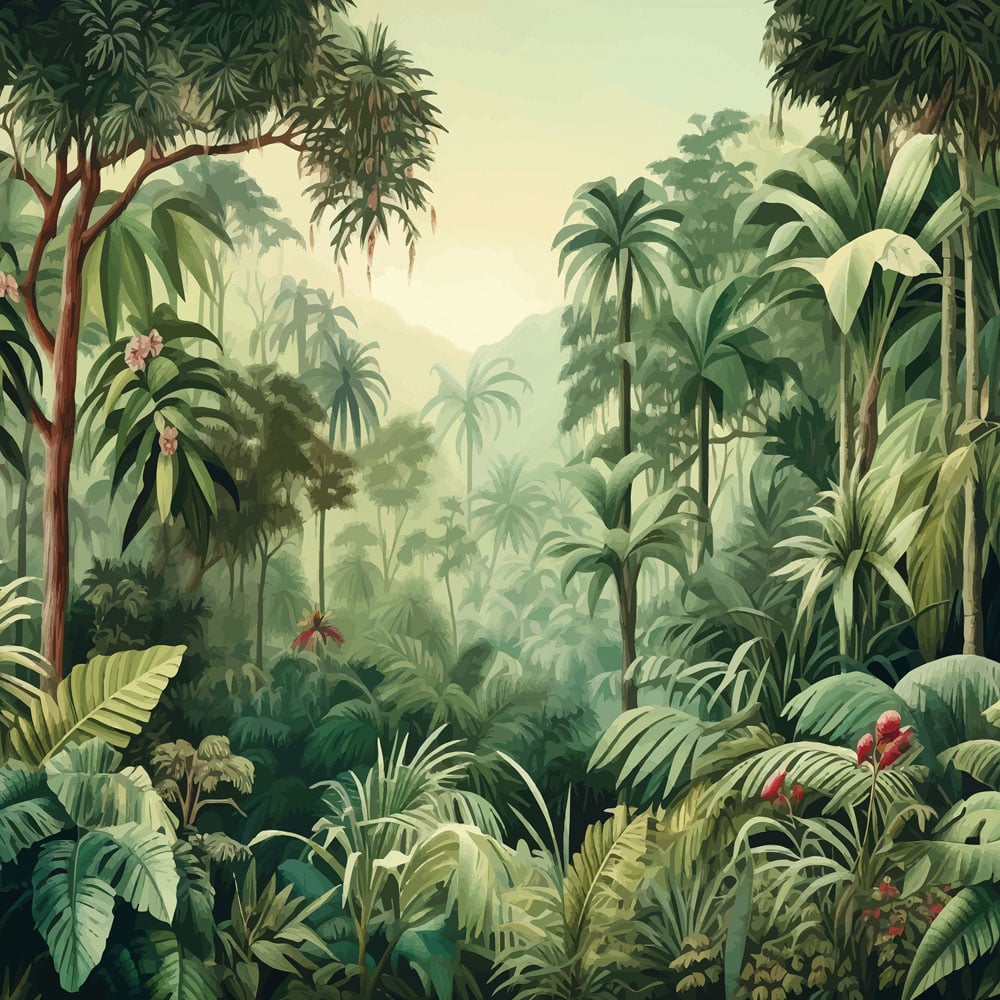 Origin Murals Jungle Trees Green and Yellow Wall Mural Image 2