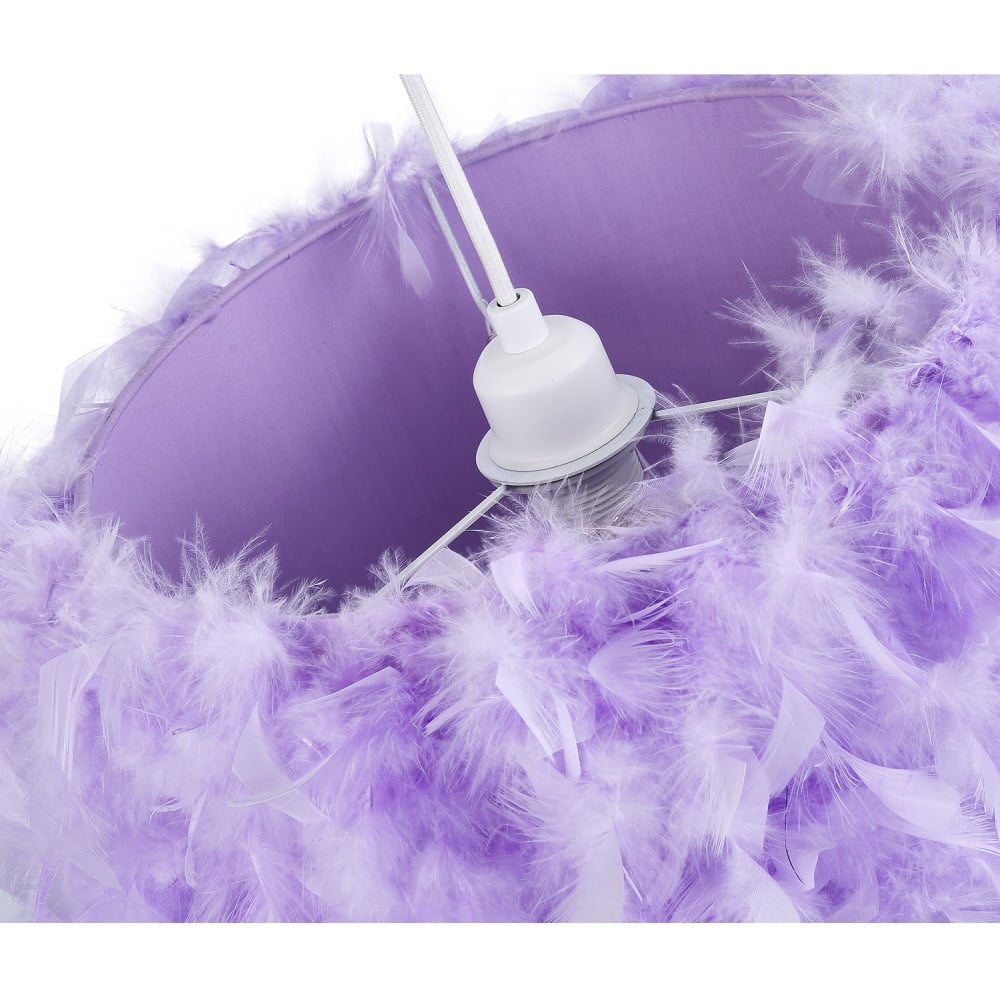 Happy Homewares Lilac Feather Pendant Shade with Transparent Acrylic Droplets Image 3