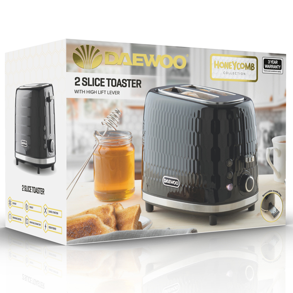 Daewoo Honeycomb Black 2 Slice Toaster Image 5