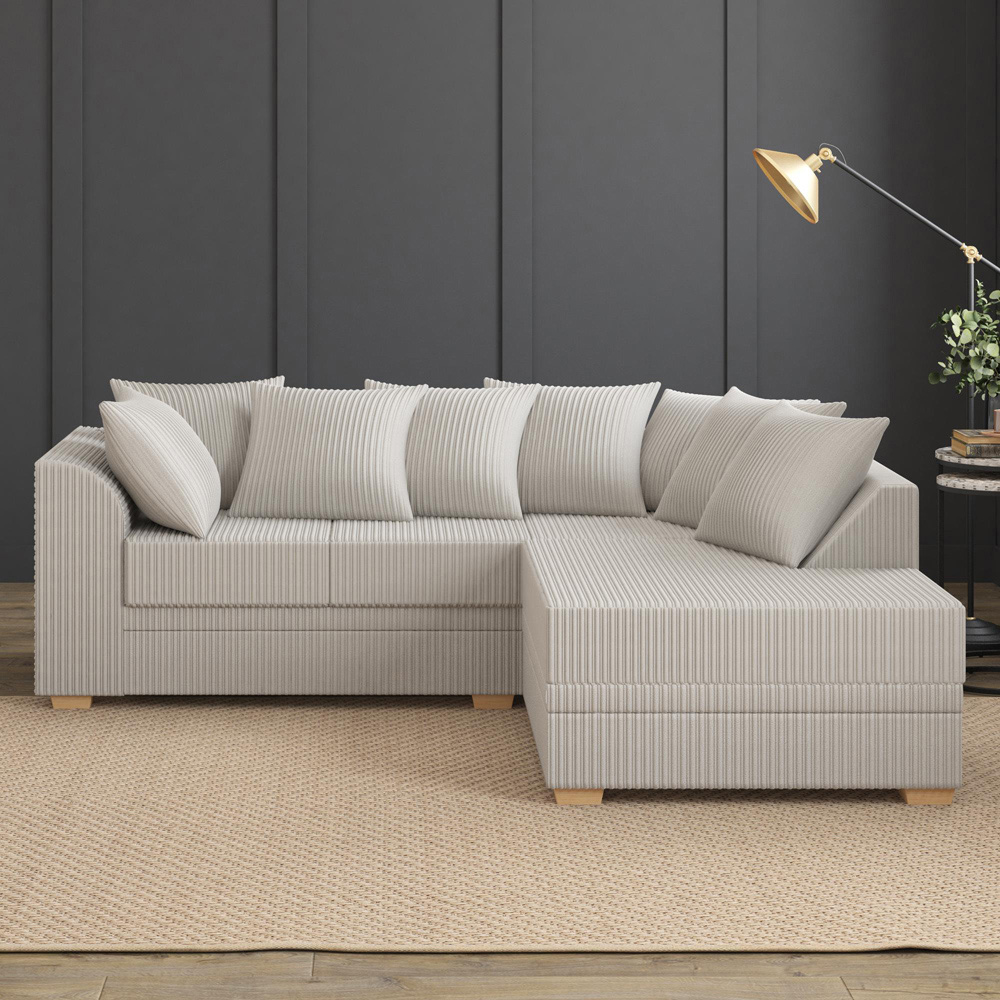 Modo 3 Seater Stone Jumbo Cord Right Hand Scatter Back L-Shape Corner Sofa Image 6