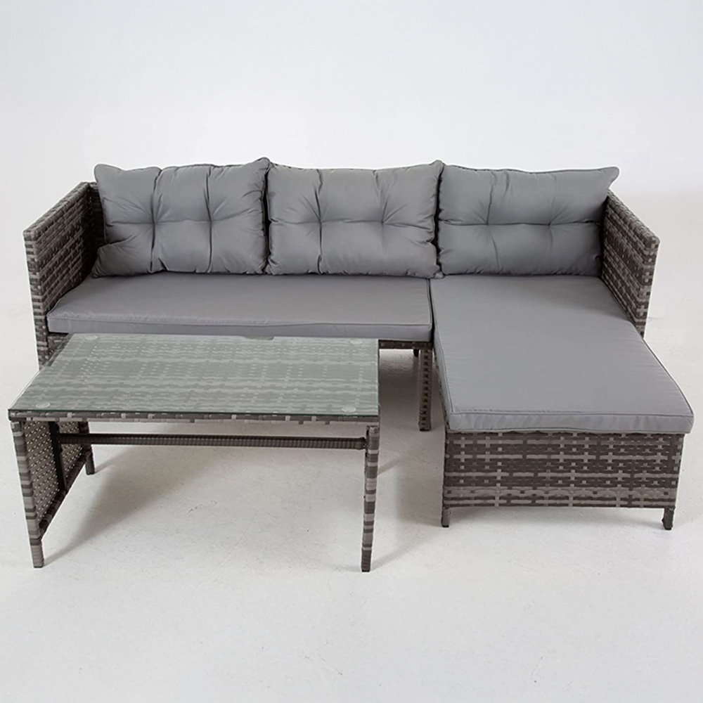 Outdoor Living Riverside 3 Seater Grey Rattan Corner Sofa Set Image 5